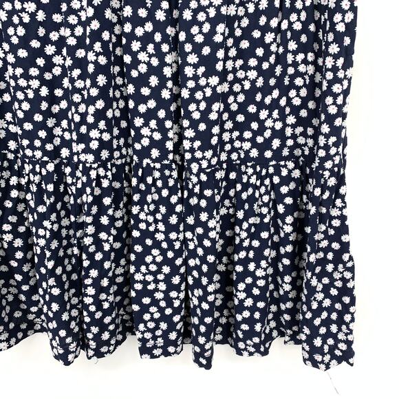 BeachLunchLounge A-Line Short Sleeve Dress Womens Size Medium Blue White Floral - Picture 4 of 6